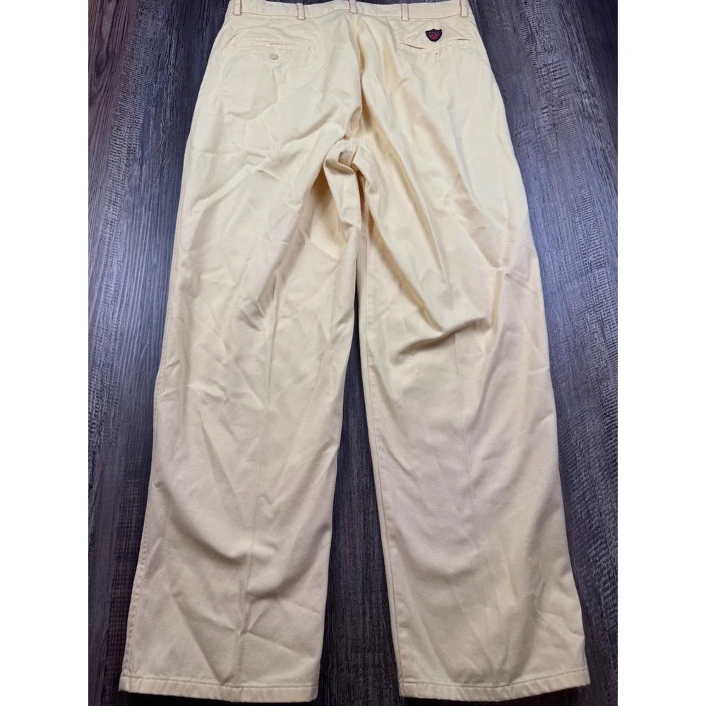 Polo Ralph Lauren Classic Golf Pant Mens 34x30 Yellow Pleated Cotton Chino Vtg